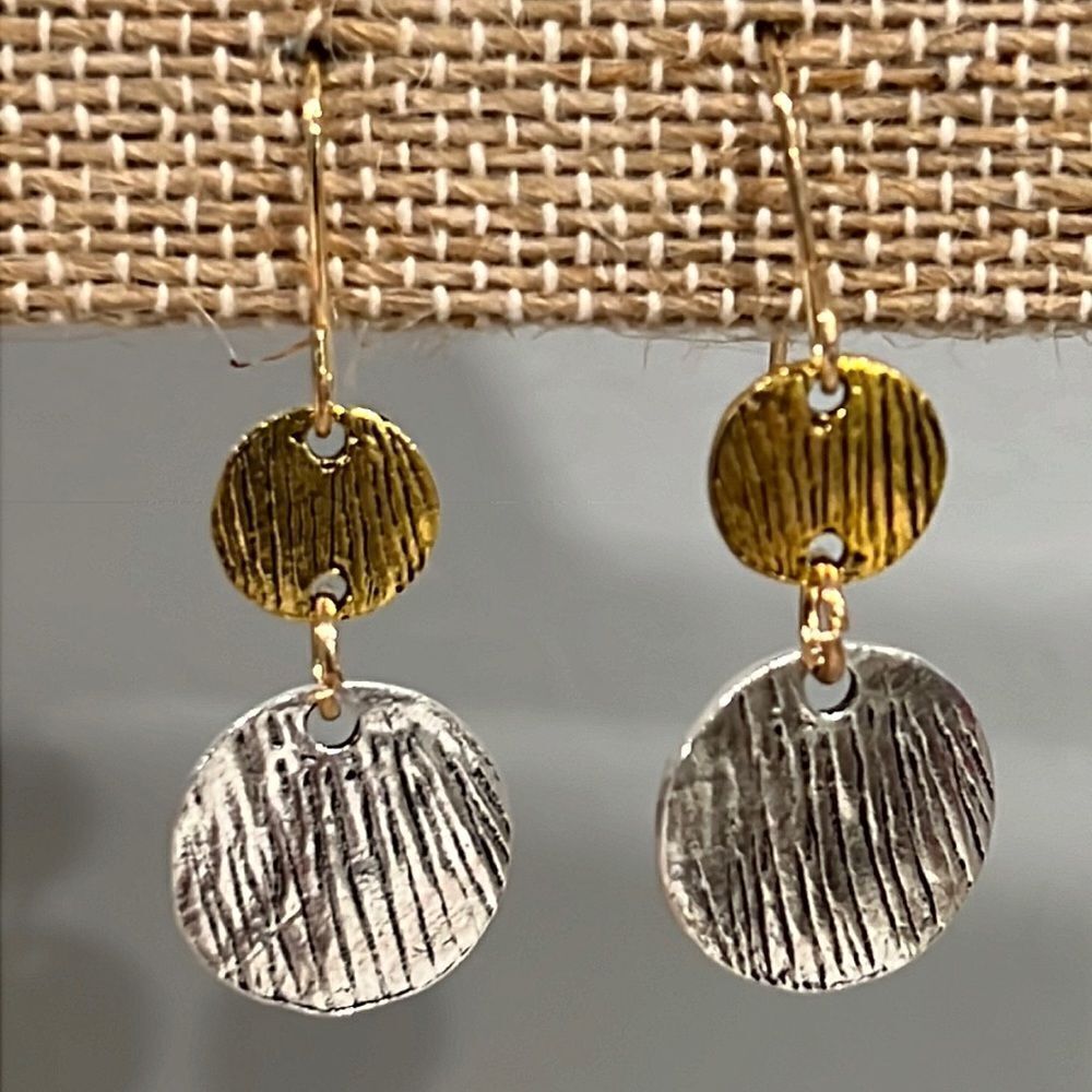 Gold Toned and Silver Toned Coin Drop Earrings